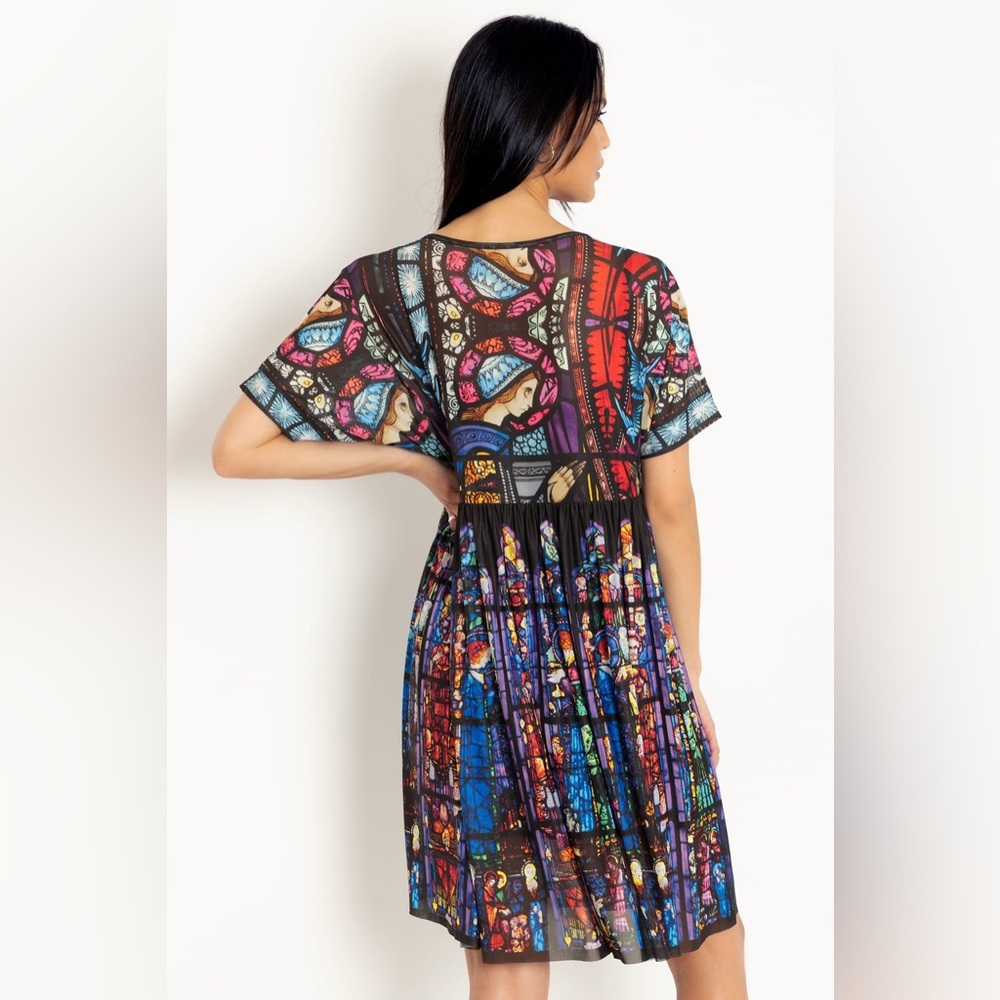 Blackmilk Adoration Of The Sacred Heart Sheer Smock Dress Stained Glass XL - Picture 5 of 11